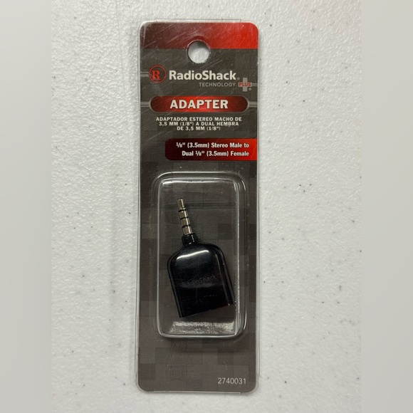 Radio Shack Other - Radio Shack 1/8” (3.5mm) Stereo Male to Dual 1/8” (3.5mm) Female Adapter. New!!